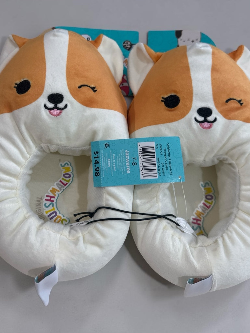 NWT Squishmallows Regina Corgi Plush Slippers Women’s 7/8